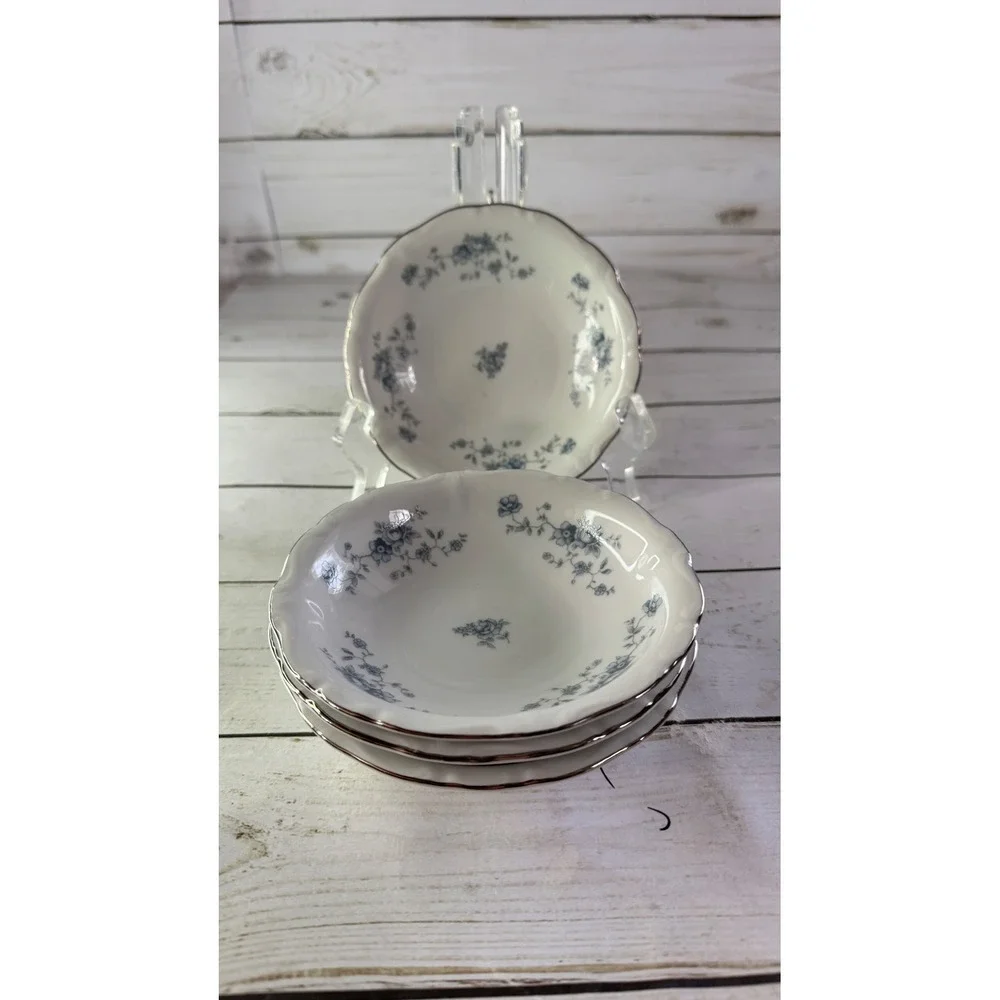 Johann Haviland Blue Garland Bavaria Germany Fruit Dessert Bowls‎ Set 4